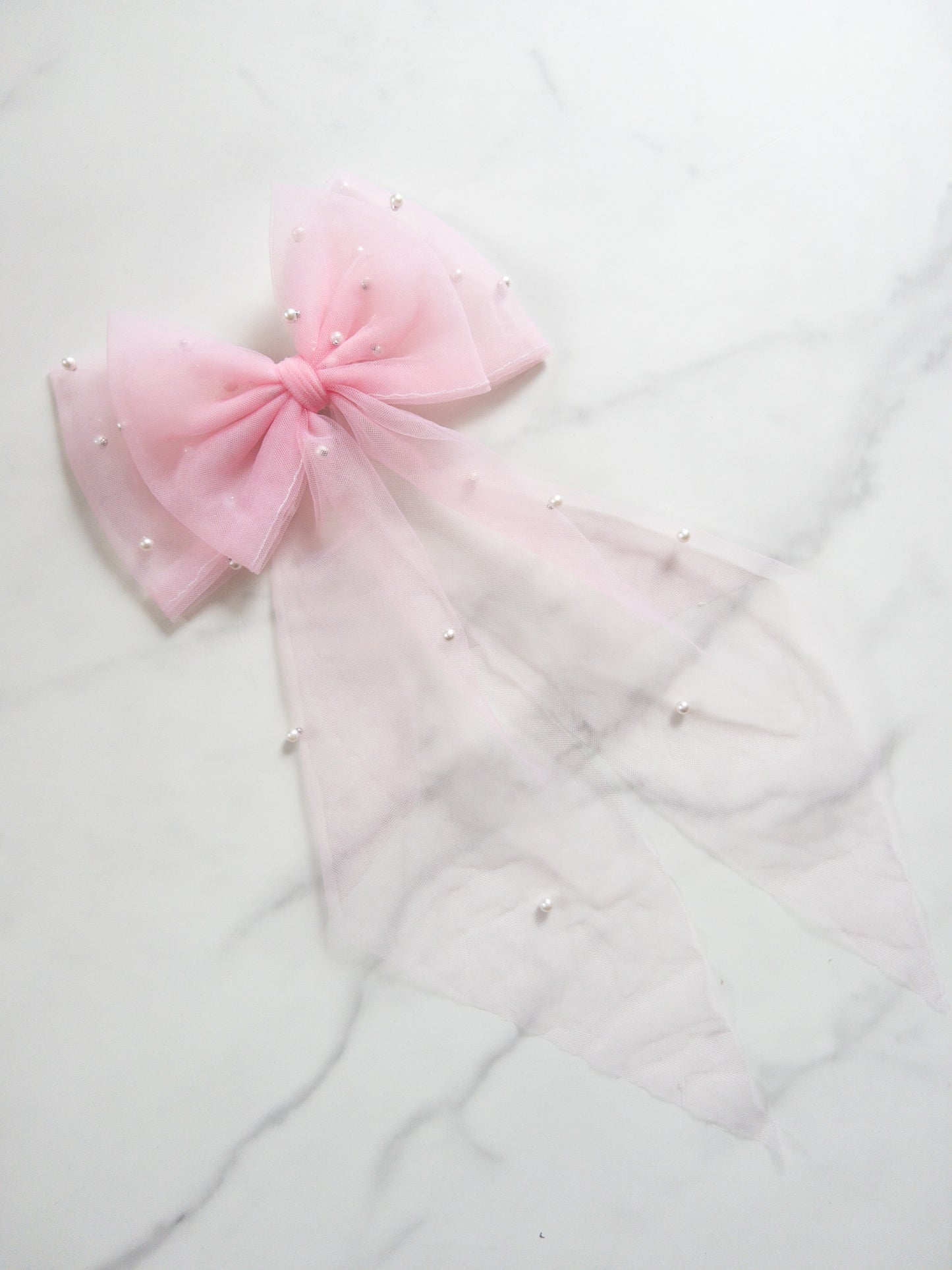 Pearl Tulle Hair Bows