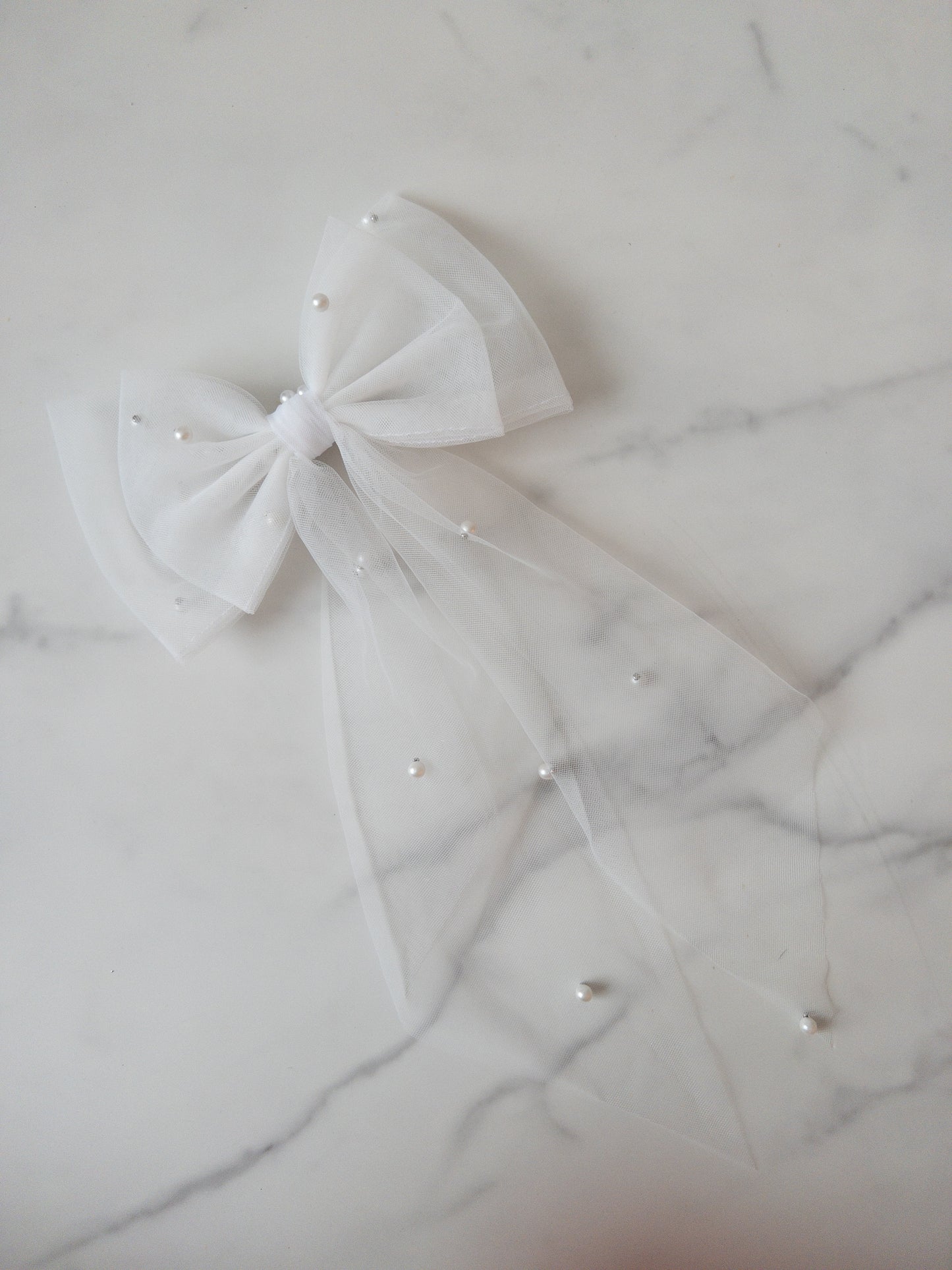 Pearl Tulle Hair Bows