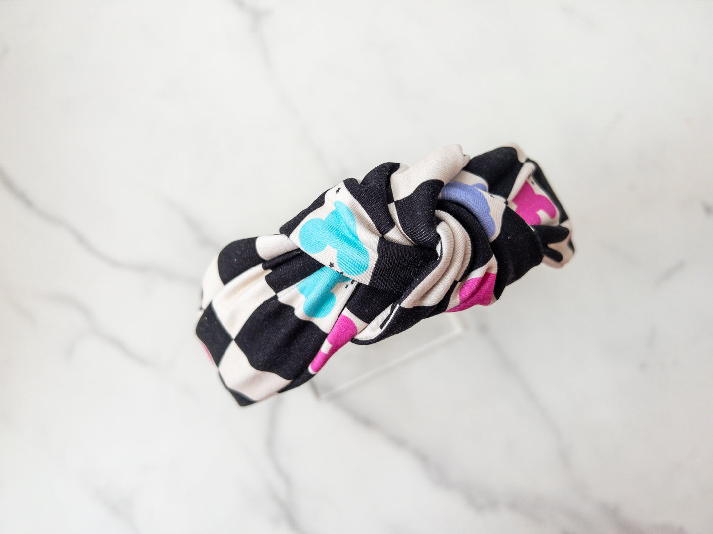 Checkered Magic Top Knot Headband