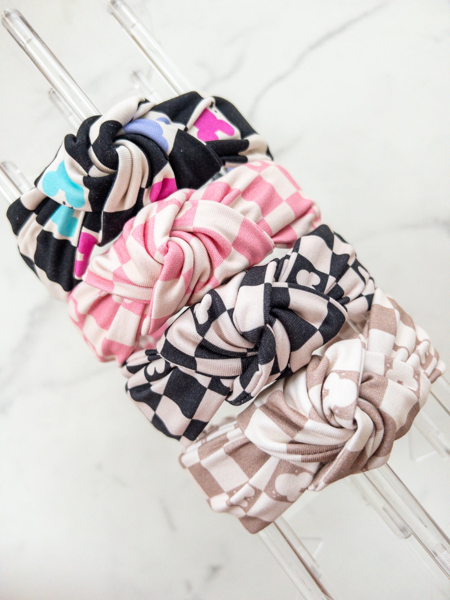 Checkered Magic Top Knot Headband