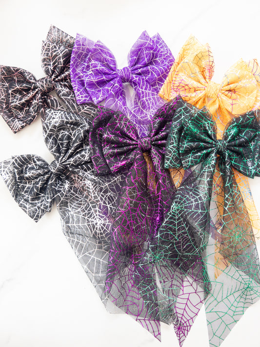 Spiderweb Tulle Hair Bow