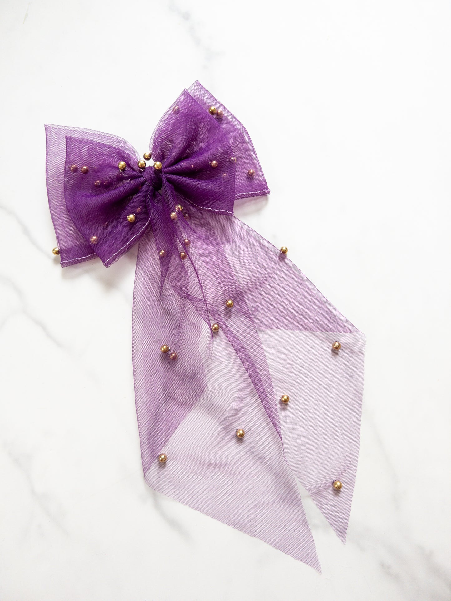 Seasonal Pearl Tulle Hair Bows