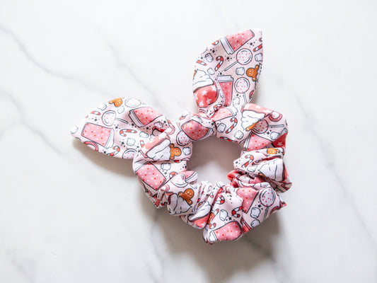 Pink Peppermint Bow Scrunchie