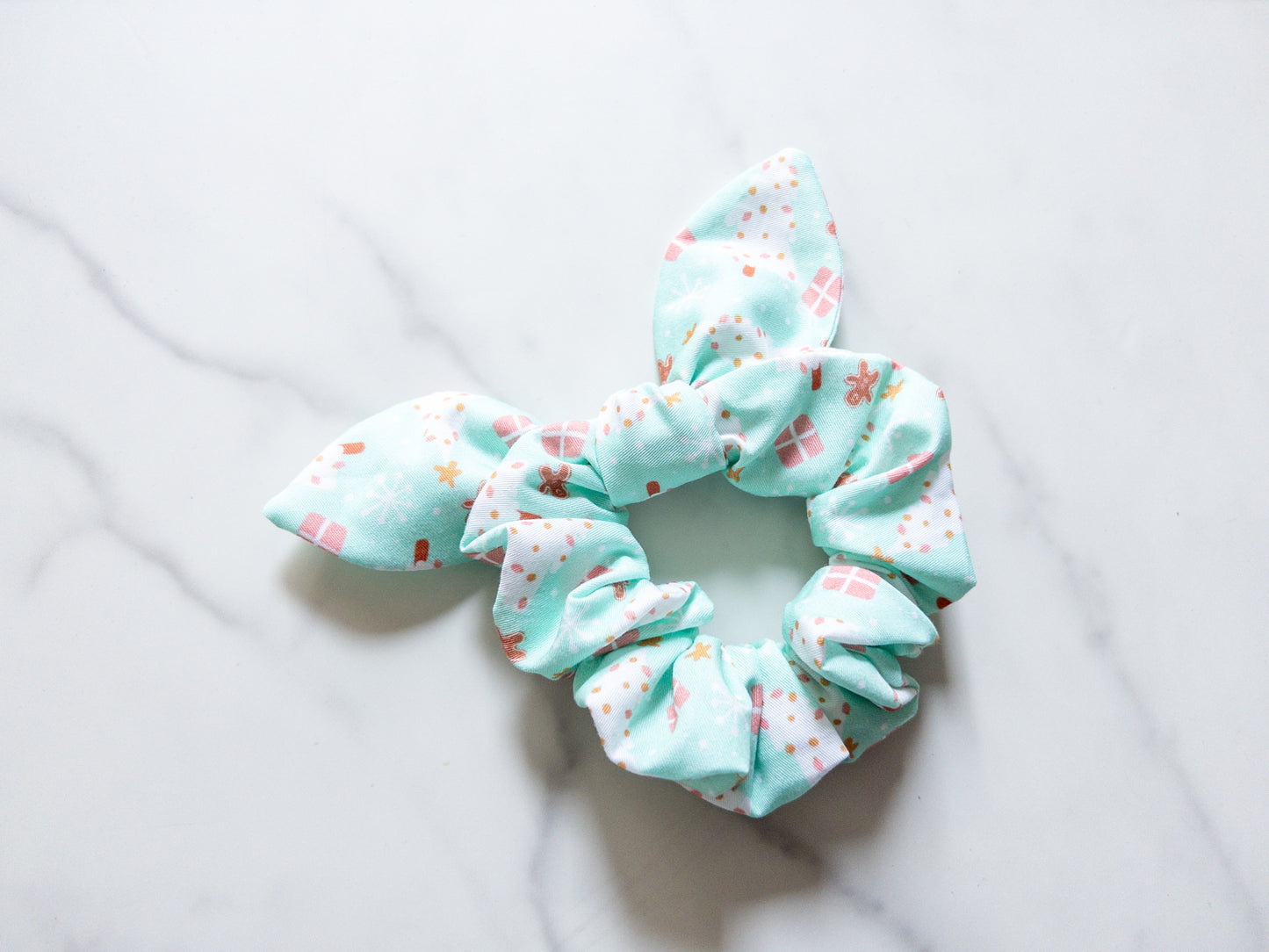 Winter Mint Christmas Bow Scrunchie