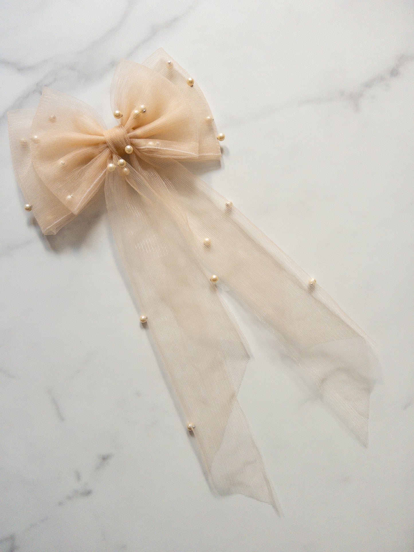 Seasonal Pearl Tulle Hair Bows