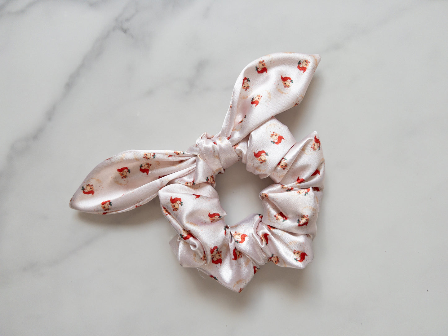 Satin Vintage Santa Bow Scrunchie