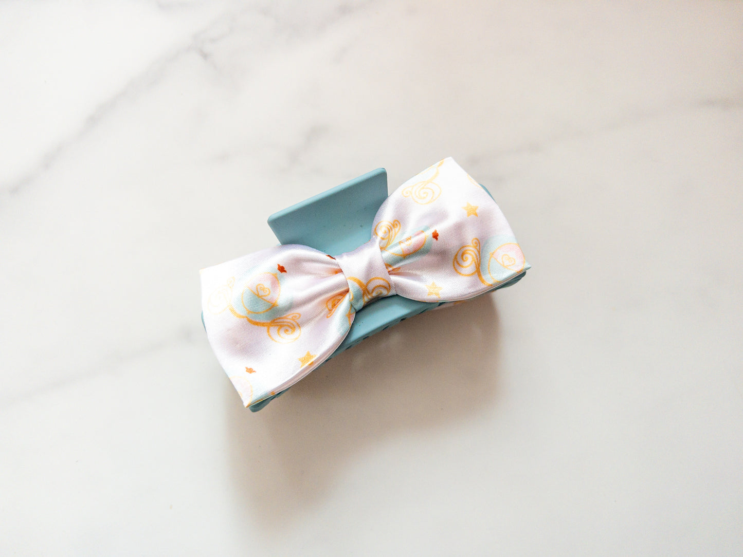 Pumpkin Carriage Satin Bow Claw Clip