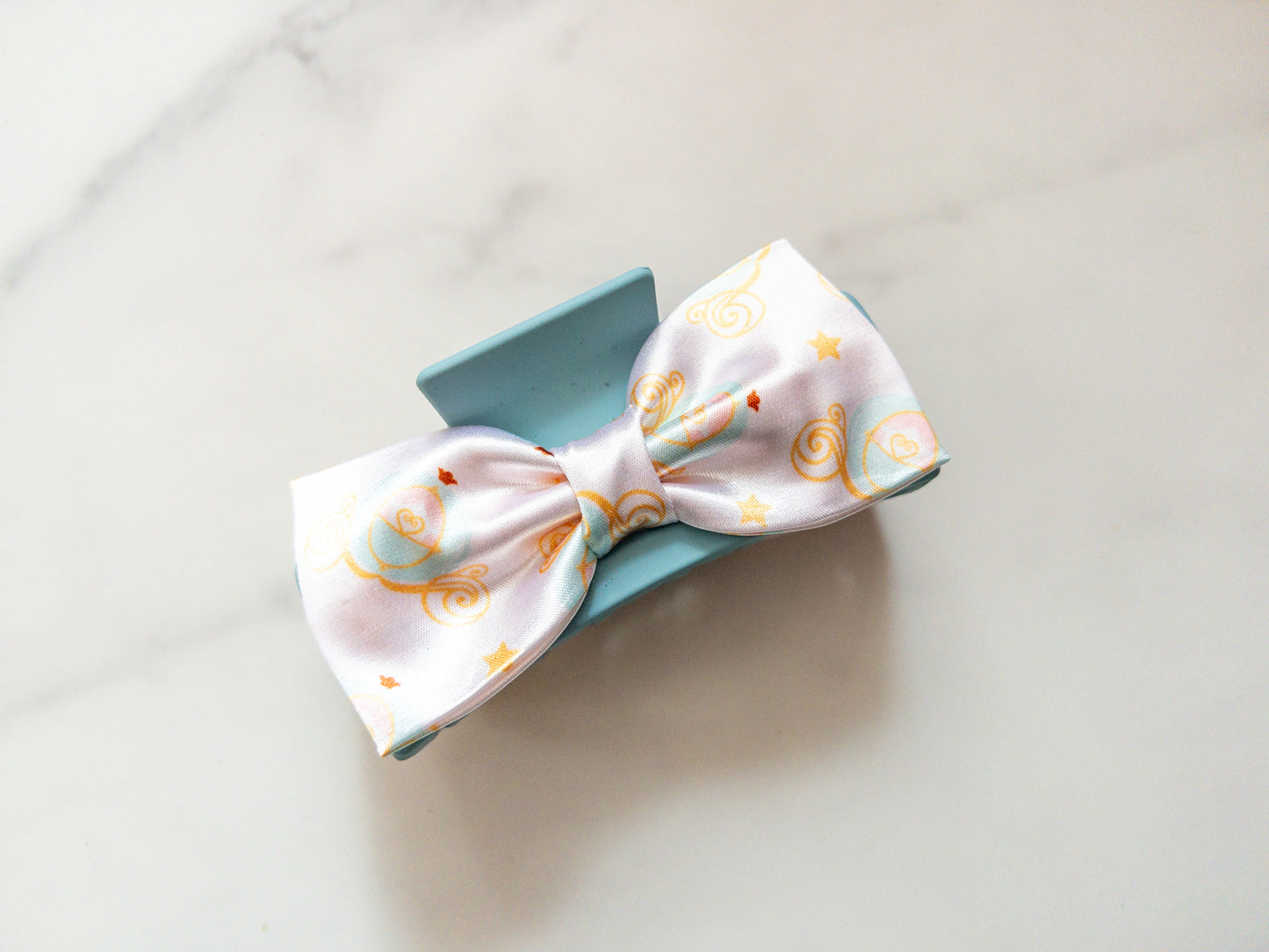 Pumpkin Carriage Satin Bow Claw Clip