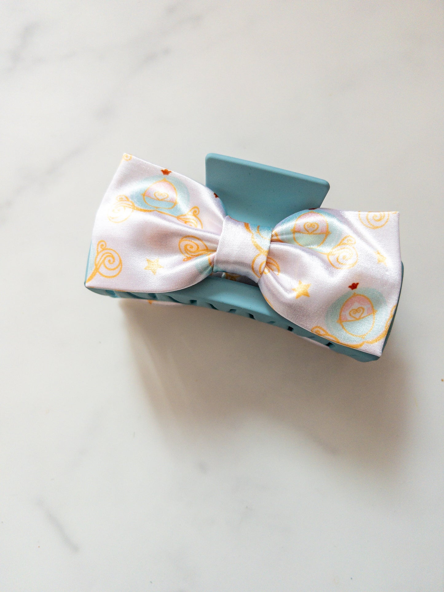 Pumpkin Carriage Satin Bow Claw Clip