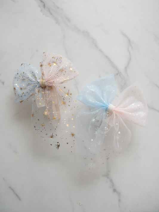 Make It Pink Make It Blue Pixie Dust Bow Claw Clip