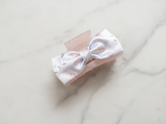 Garden Festival Satin Bow Claw Clip