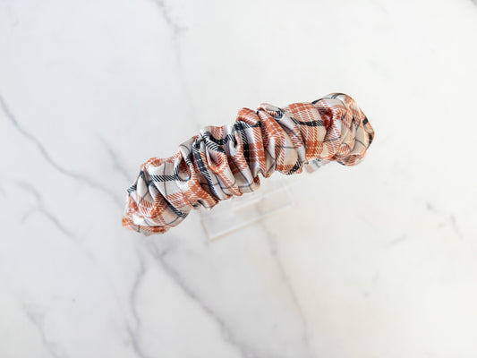 Spooky Plaid Satin Scrunchie Headband