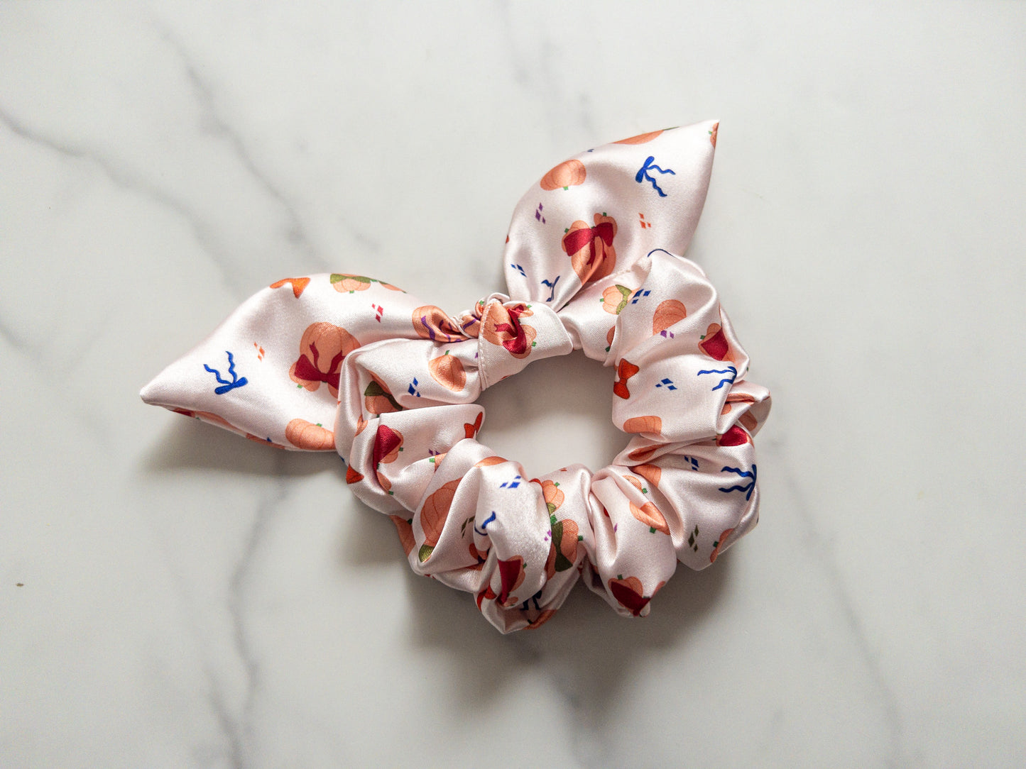 Satin Coquette Pumpkins Bow Scrunchie