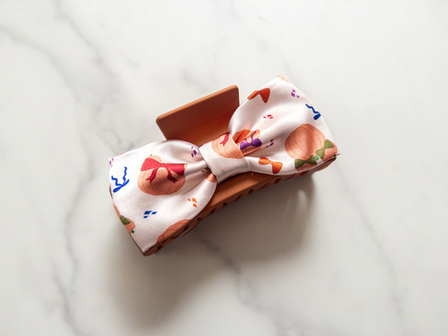 Coquette Pumpkins Satin Bow Claw Clip