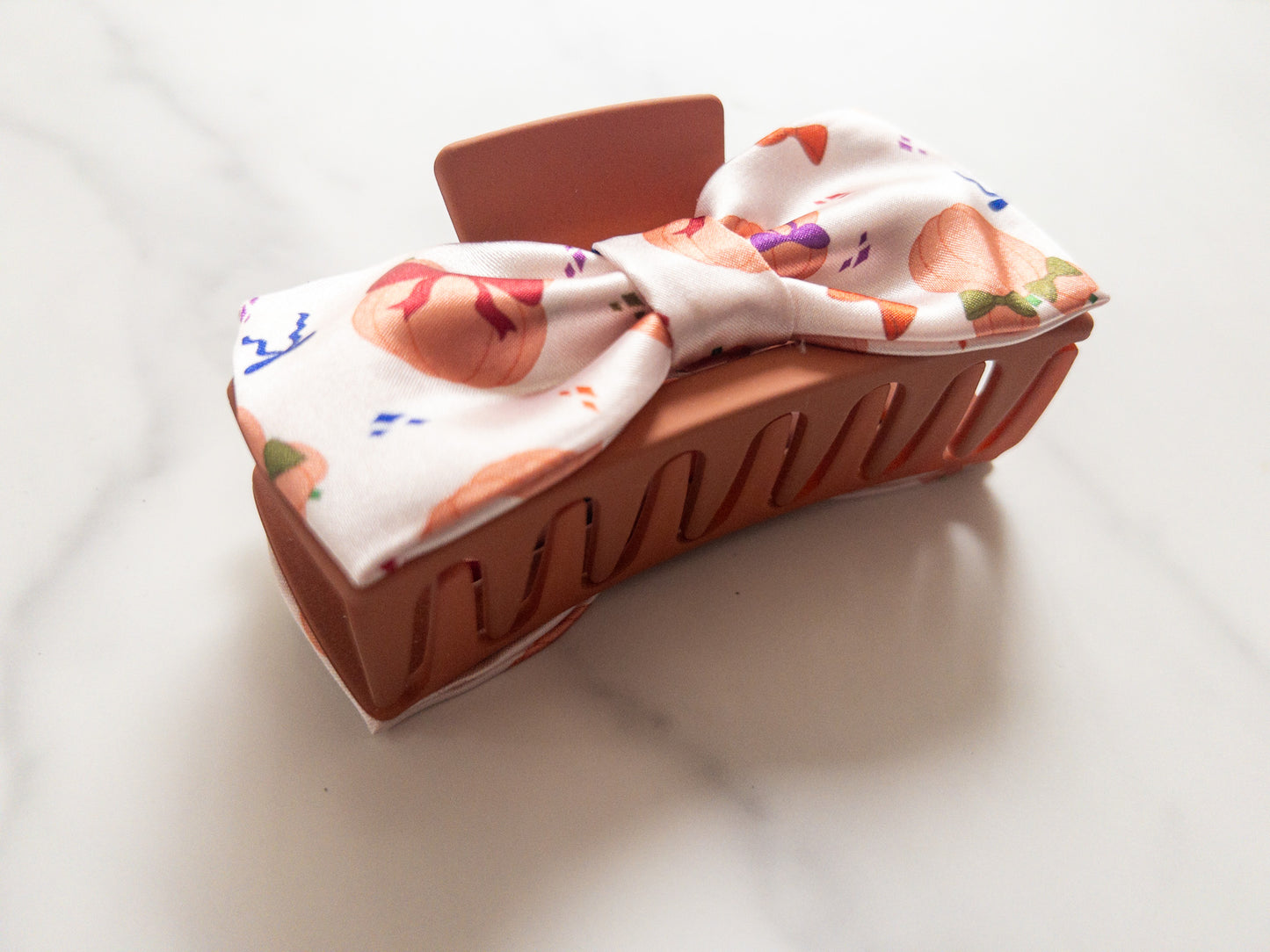 Coquette Pumpkins Satin Bow Claw Clip