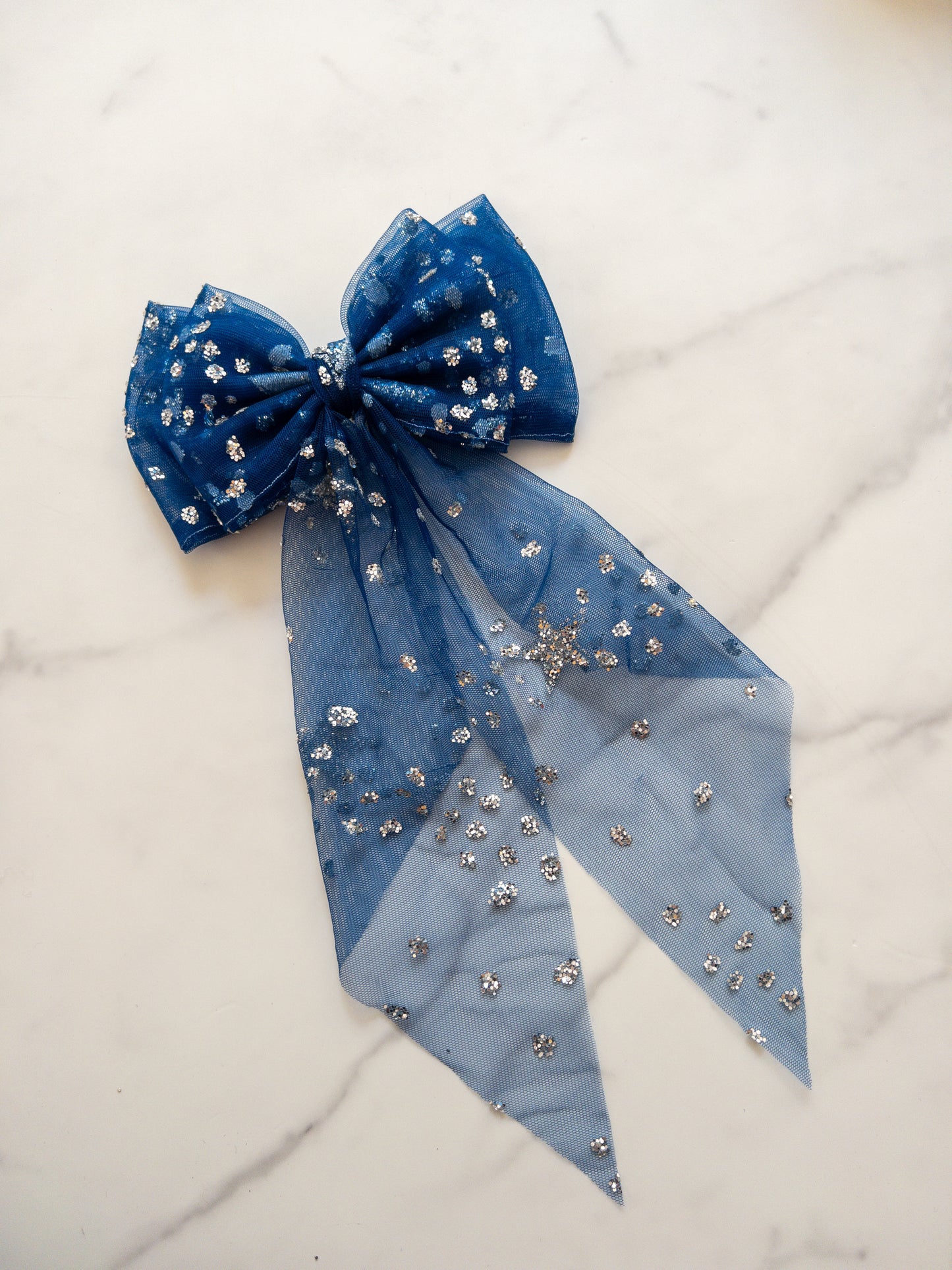 Midnight Rain Tulle Hair Bow