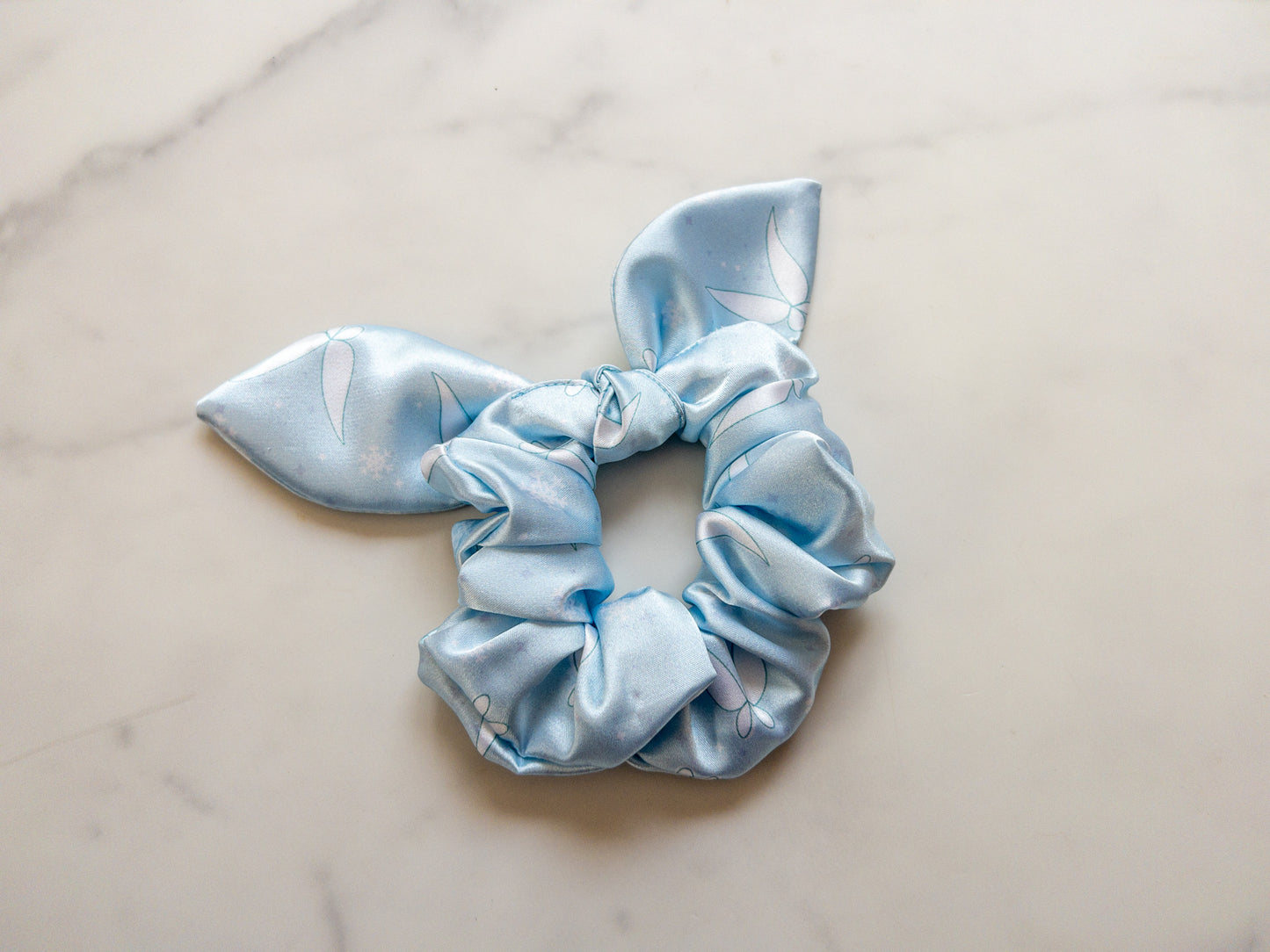 Satin Two Fairies Born Of The Same Laugh Bow Scrunchie