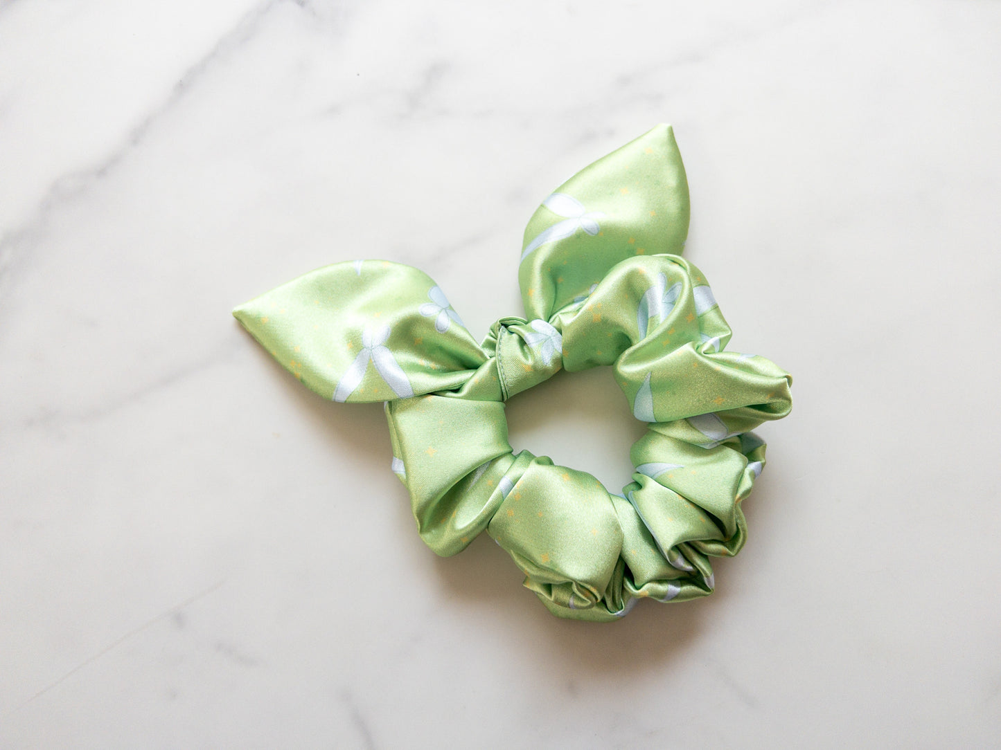 Satin Two Fairies Born Of The Same Laugh Bow Scrunchie