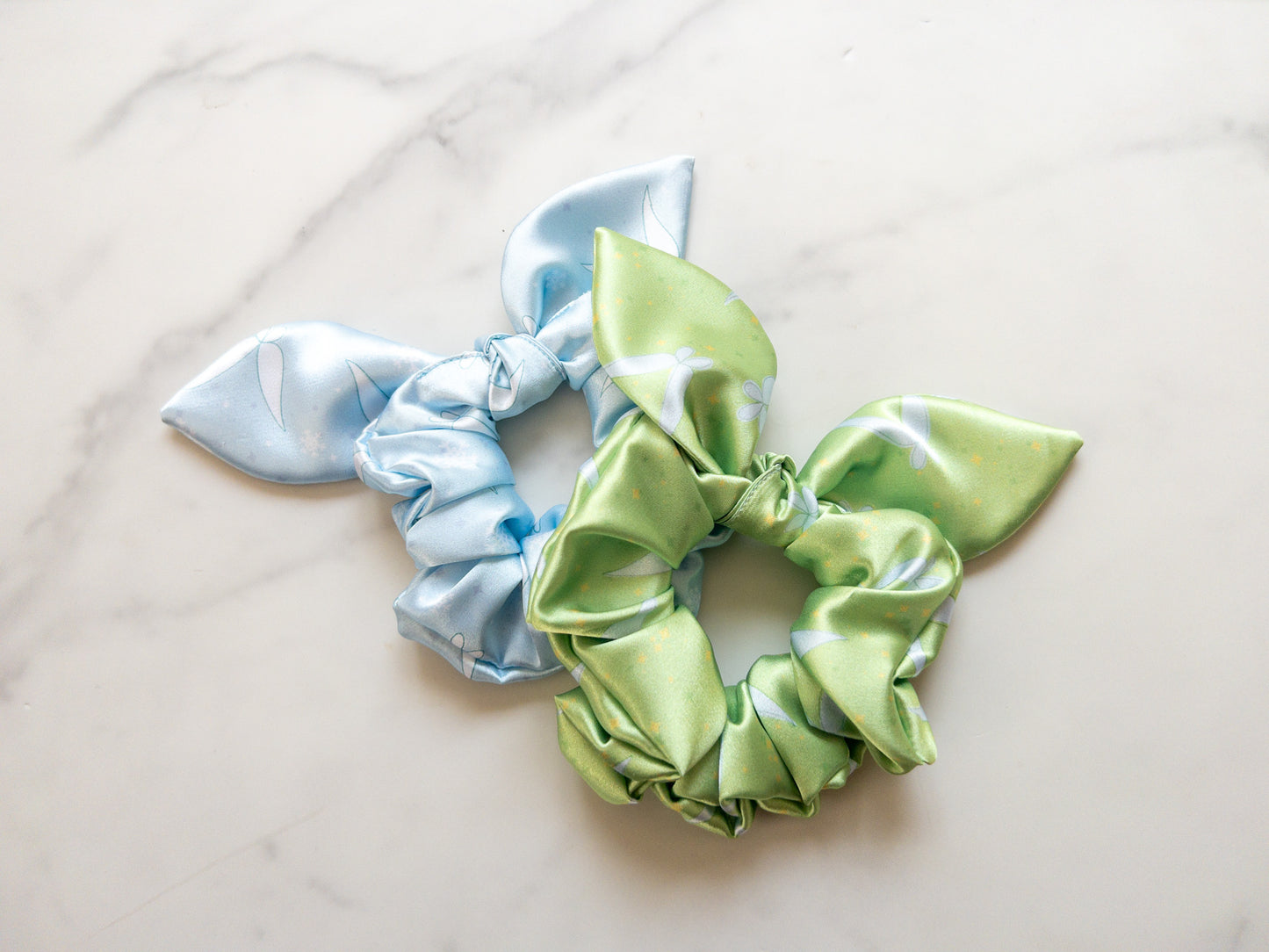 Satin Two Fairies Born Of The Same Laugh Bow Scrunchie