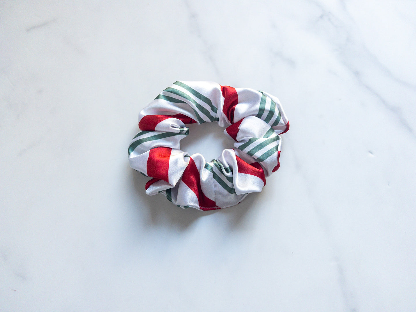 Satin Candy Cane Scrunchie