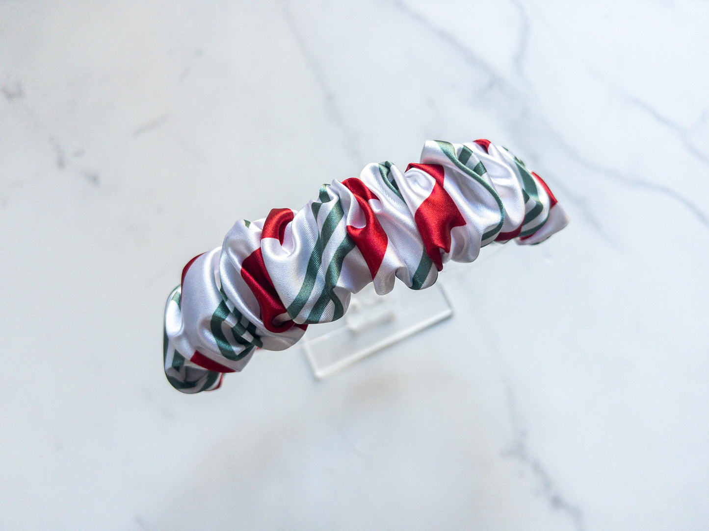 Satin Candy Cane Scrunchie Headband
