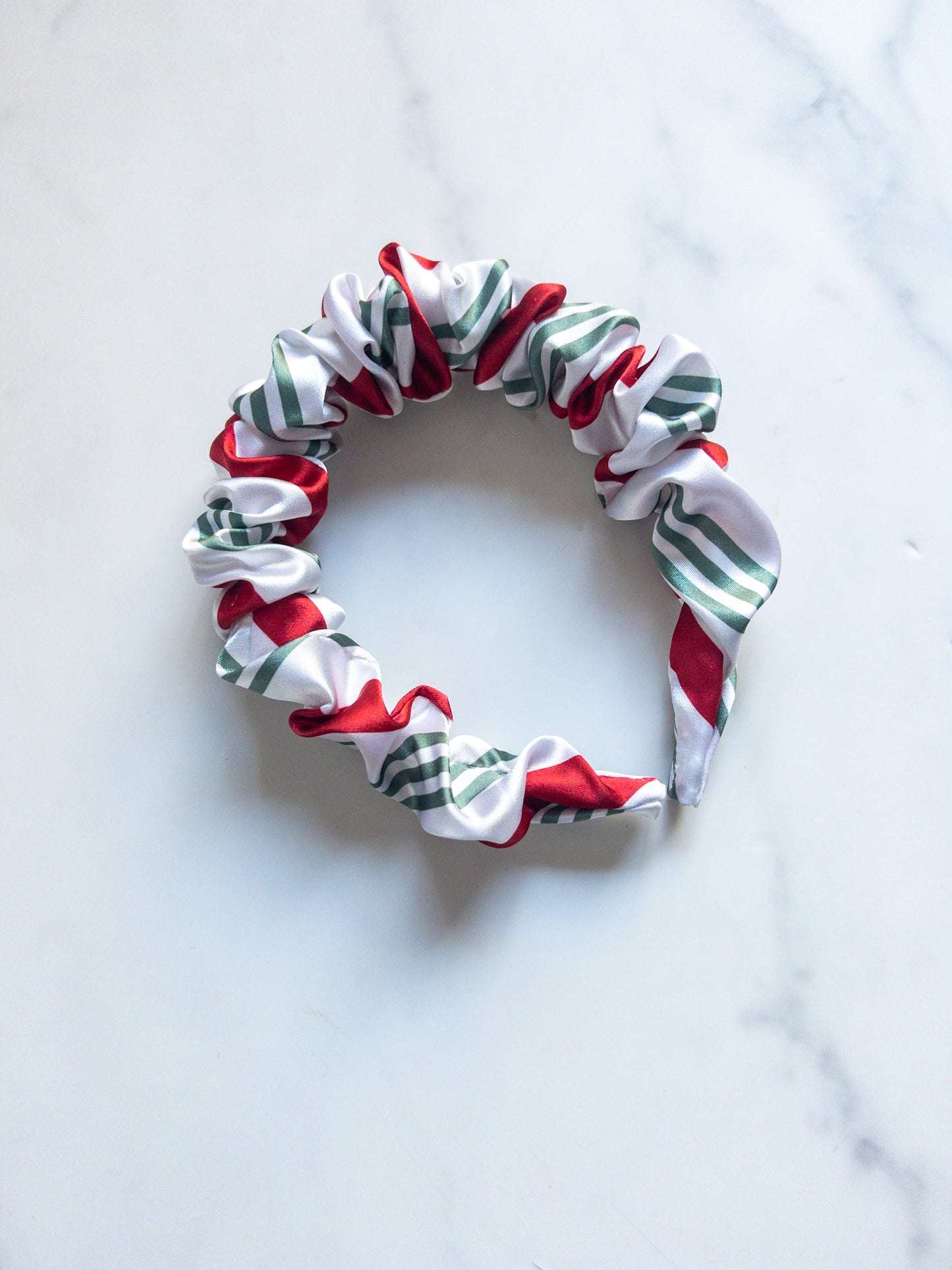Satin Candy Cane Scrunchie Headband