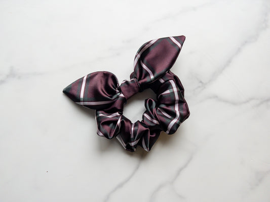 Satin Mousey Plaid Bow Scrunchie