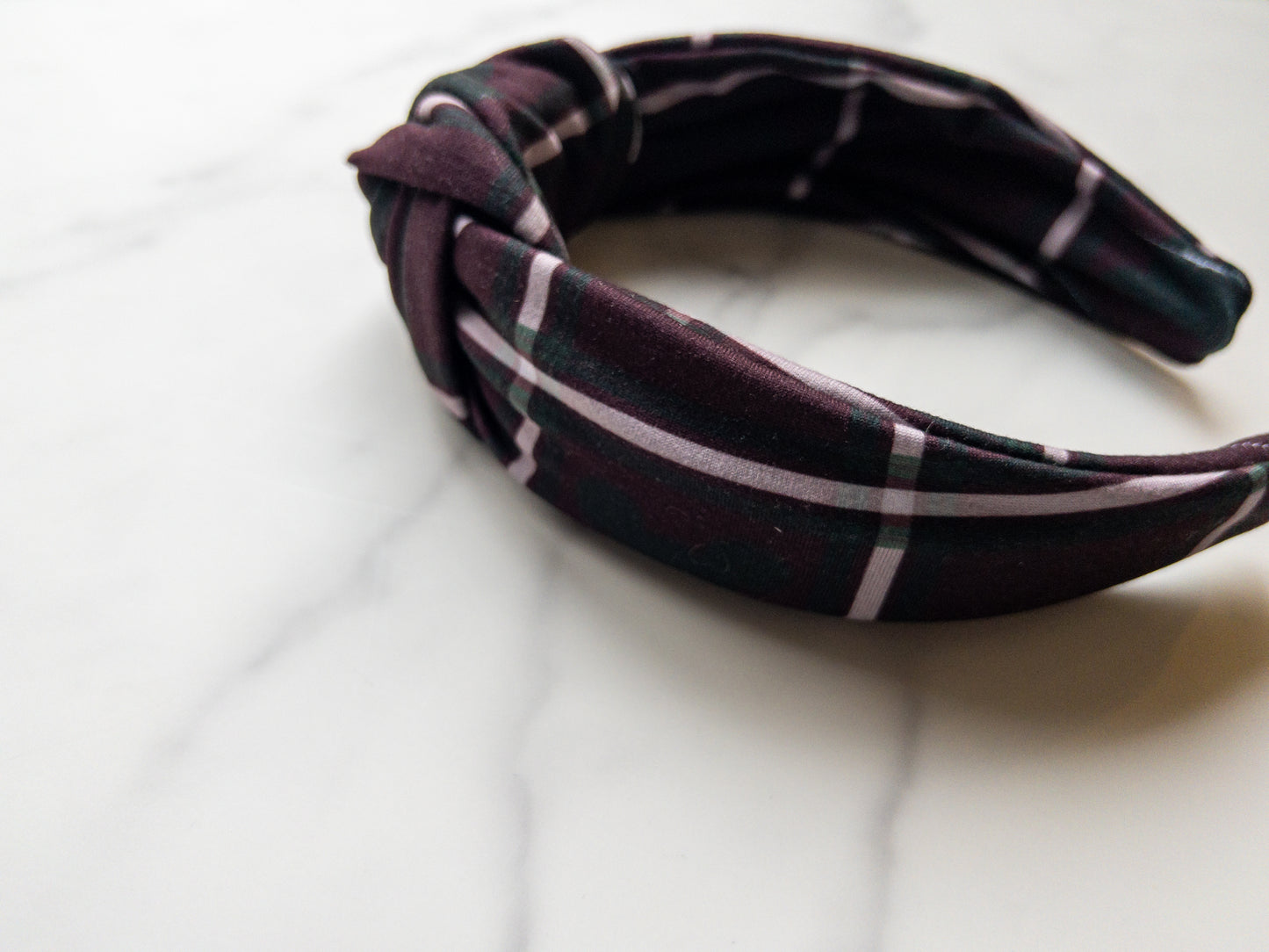 Mousey Plaid Top Knot Headband