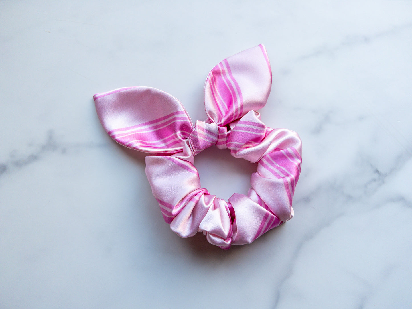 Satin Pink Christmas Wrapping Bow Scrunchie