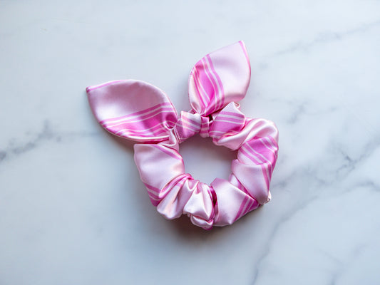 Satin Pink Christmas Wrapping Bow Scrunchie