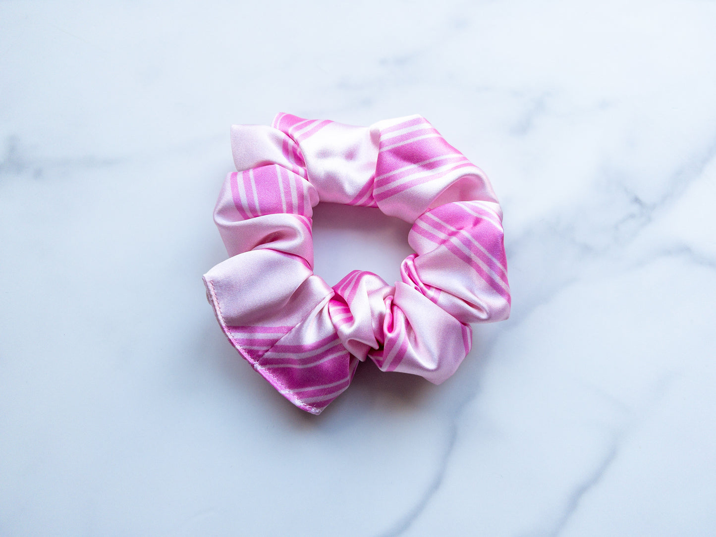 Satin Pink Christmas Wrapping Scrunchie