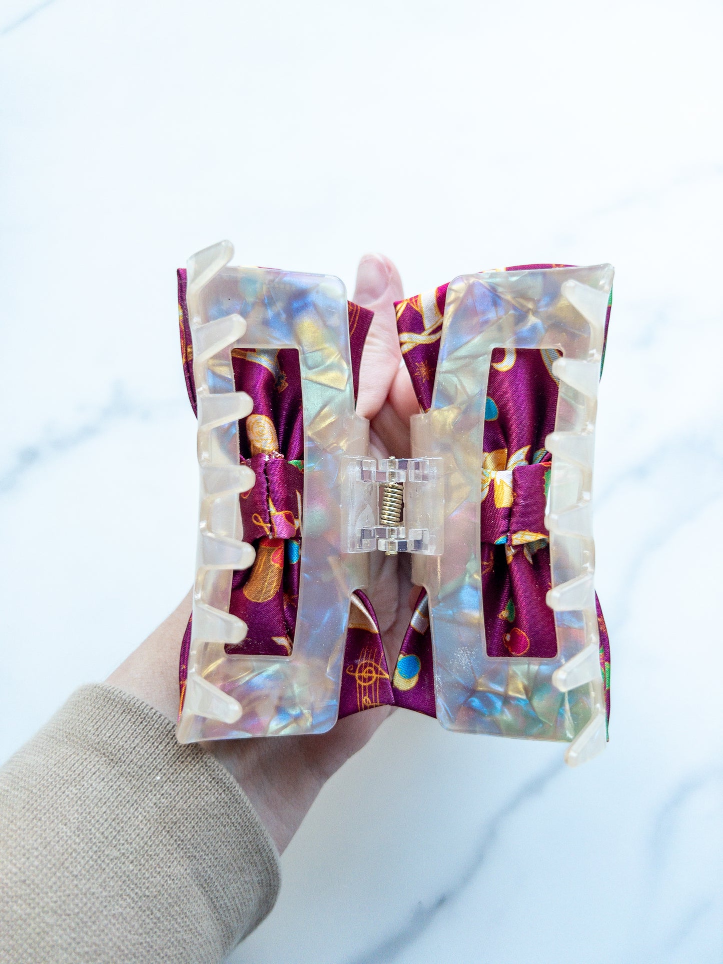 Enchanted Christmas Satin Bow Claw Clip