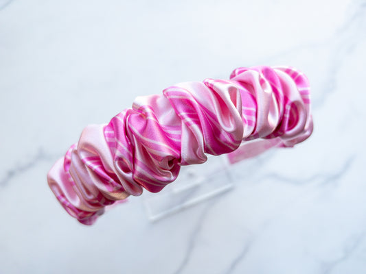 Satin Pink Christmas Wrapping Scrunchie Headband