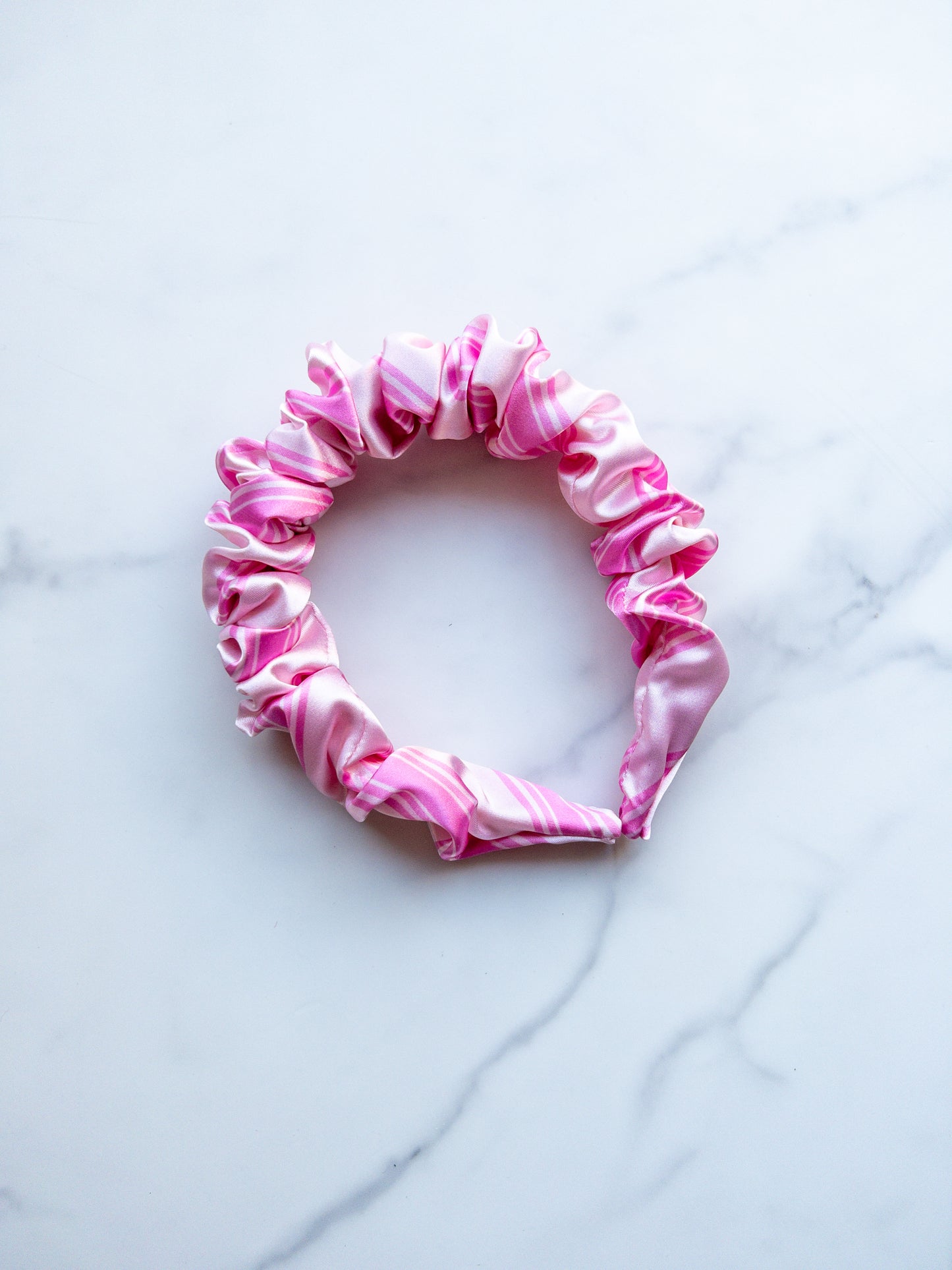 Satin Pink Christmas Wrapping Scrunchie Headband
