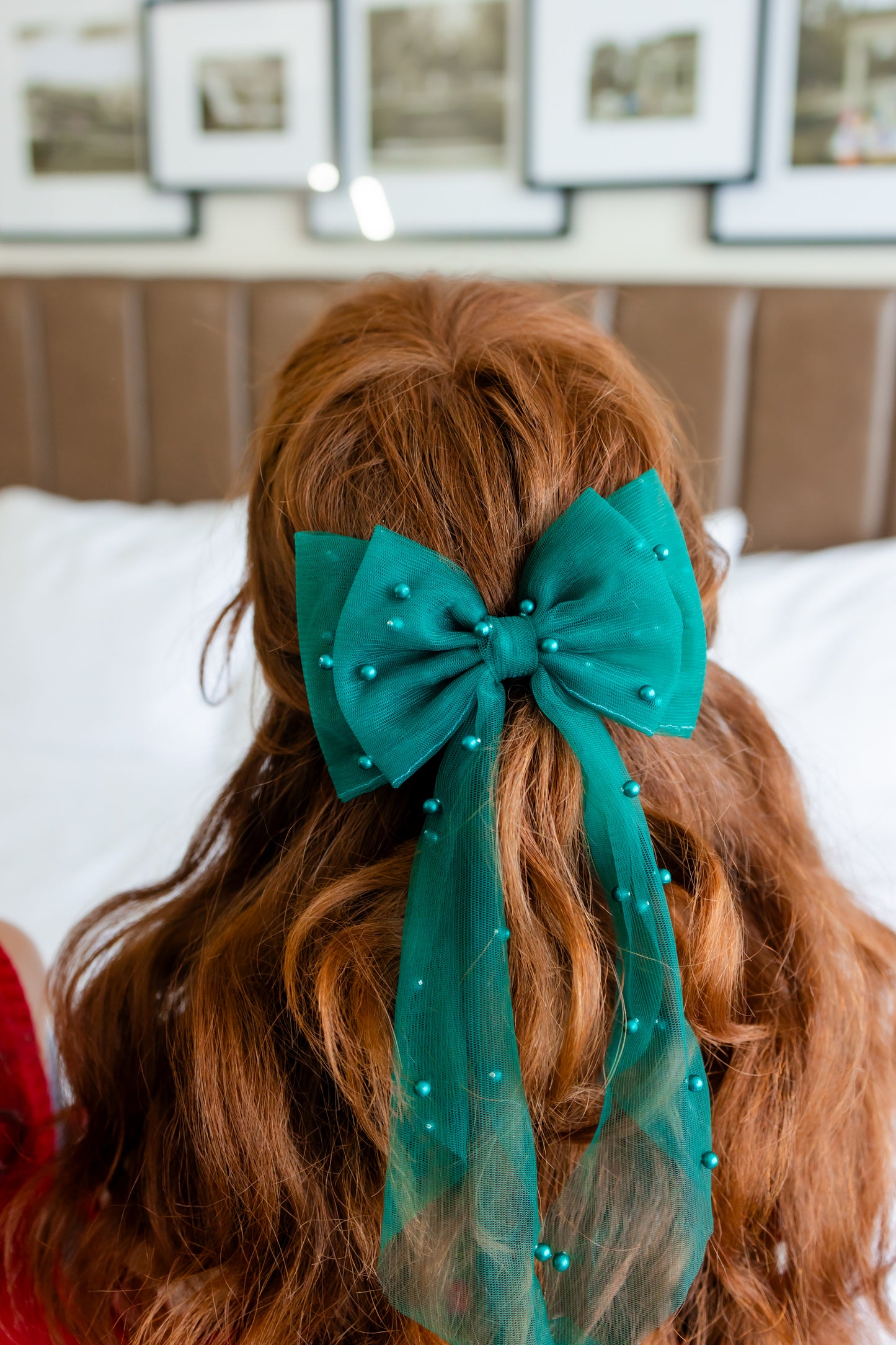 Seasonal Pearl Tulle Hair Bows