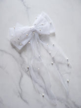 Load image into Gallery viewer, Pearl Tulle Hair Bow
