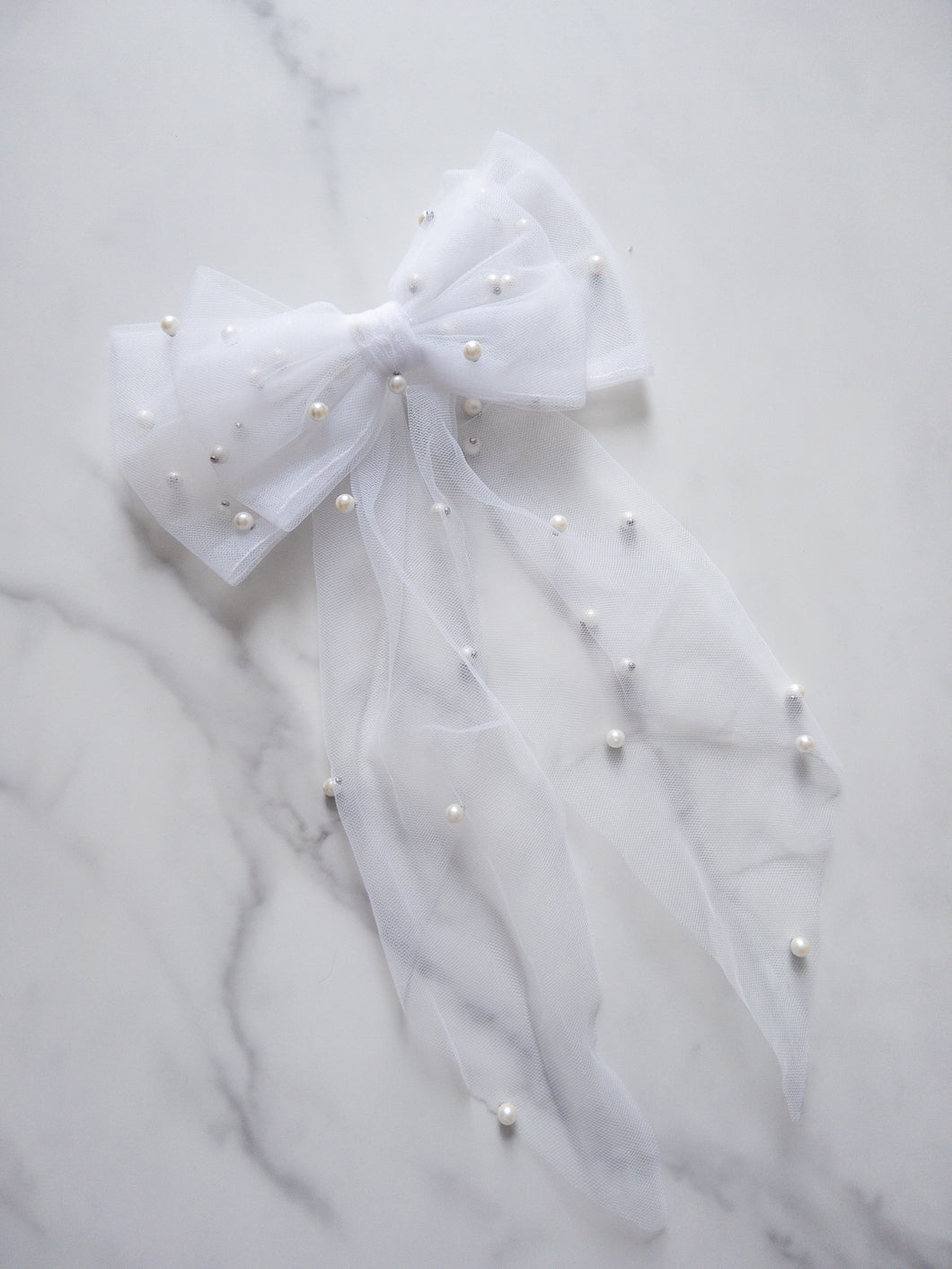 Pearl Tulle Hair Bow