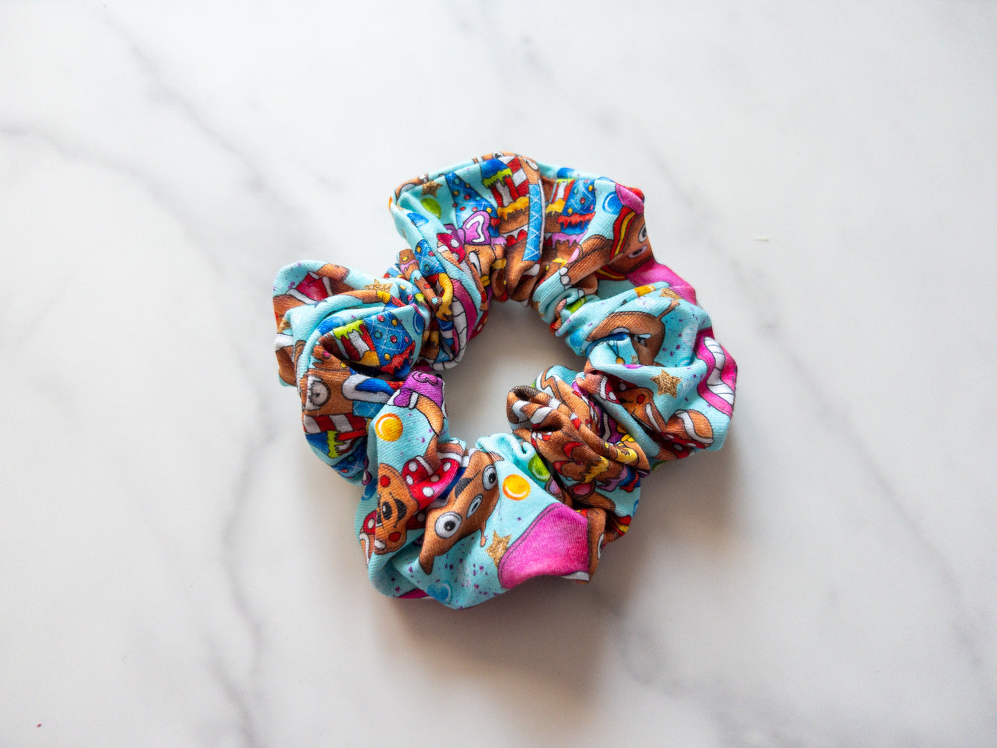 Blue Gingerbread Scrunchie