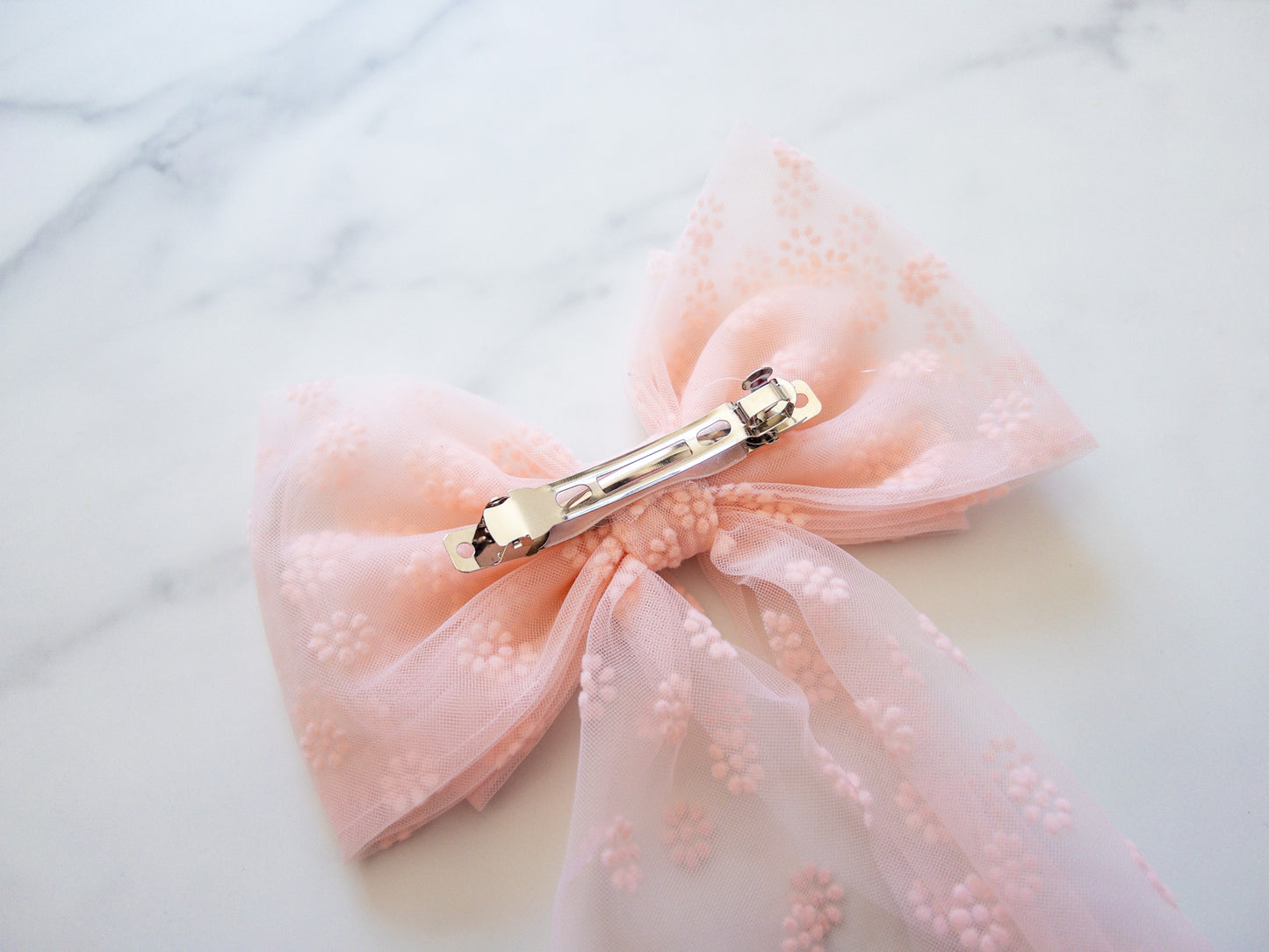 Flocked Floral Tulle Hair Bow