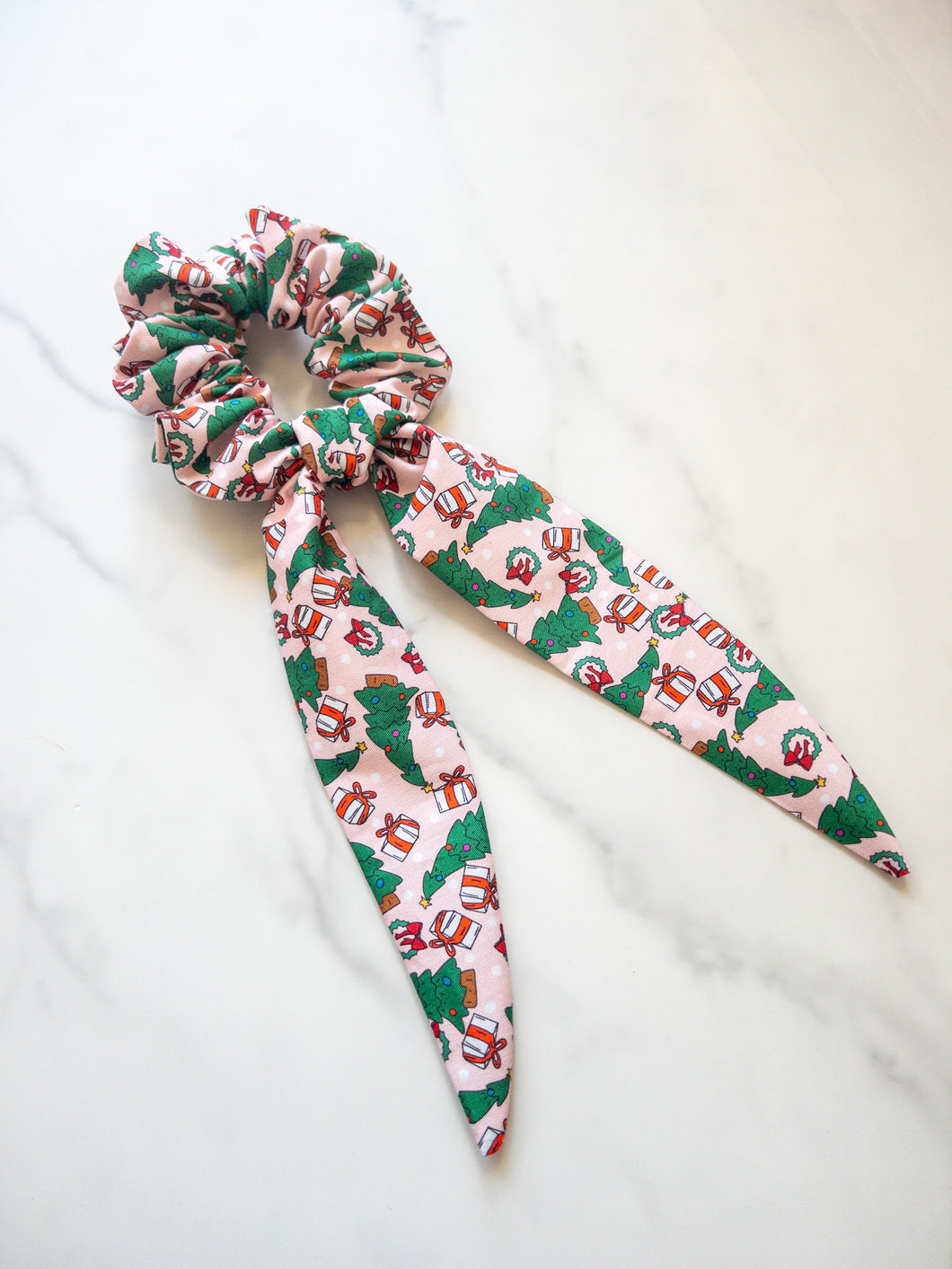 Grinchy Trees Long Tail Scrunchie