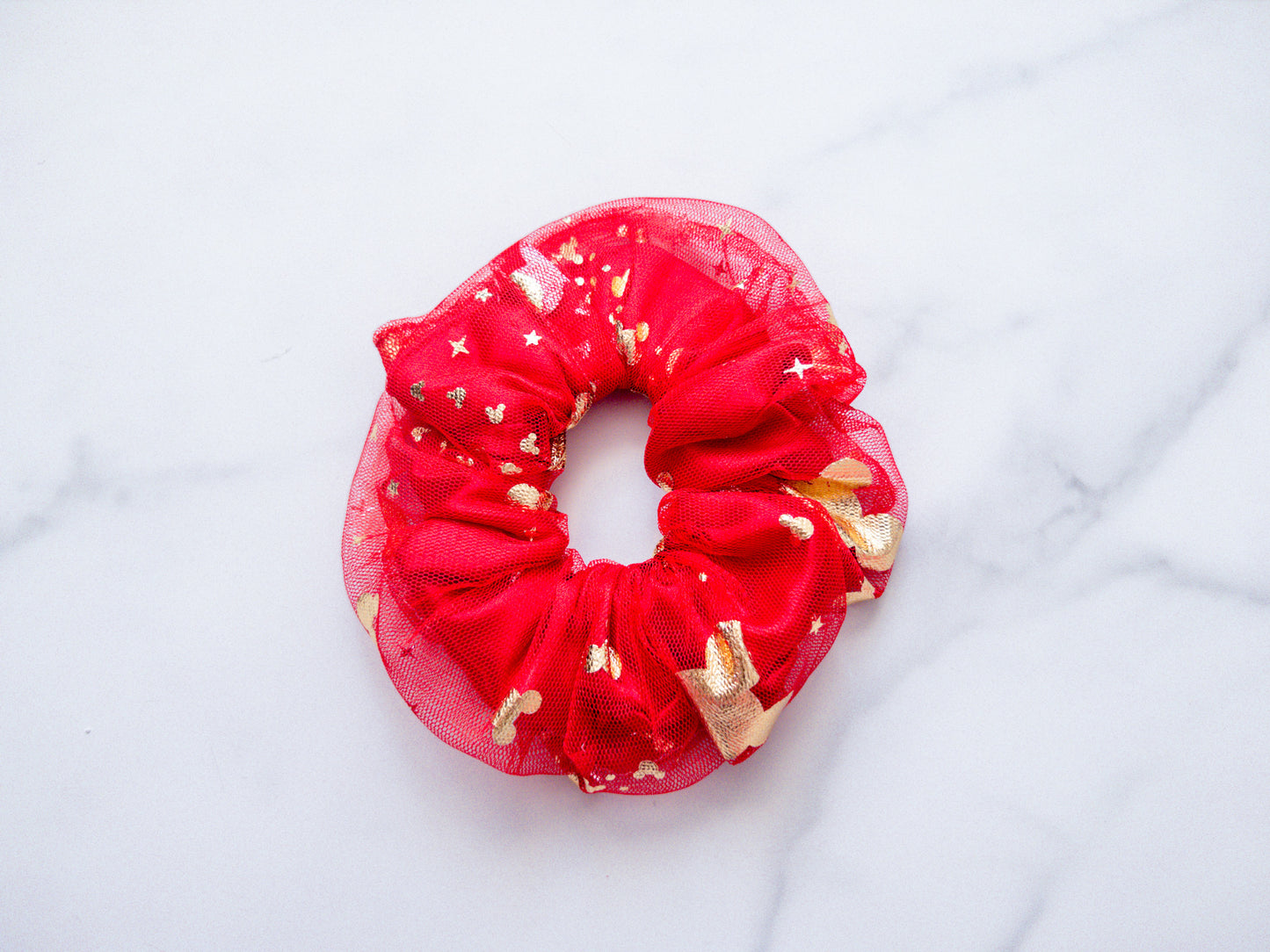 Red Mousey Valentine Tulle Scrunchie