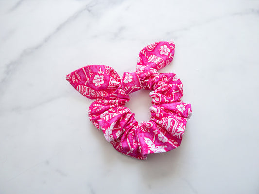 Pink Tiki Bow Scrunchie