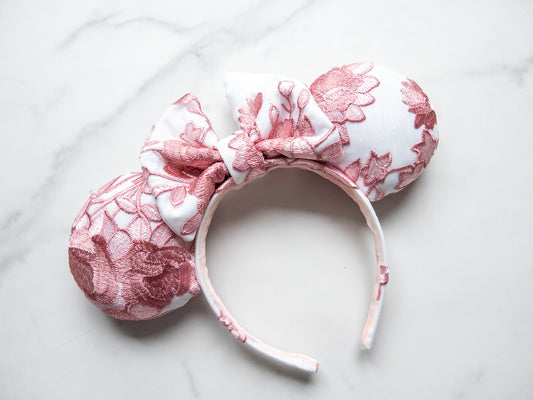 Embroidered Pink Tulip Ears (MADE TO ORDER)