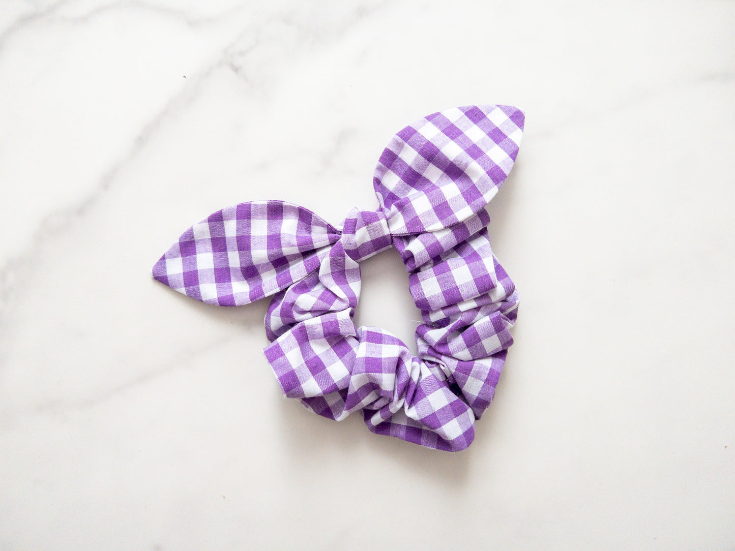 Purple Gingham Bow Scrunchie