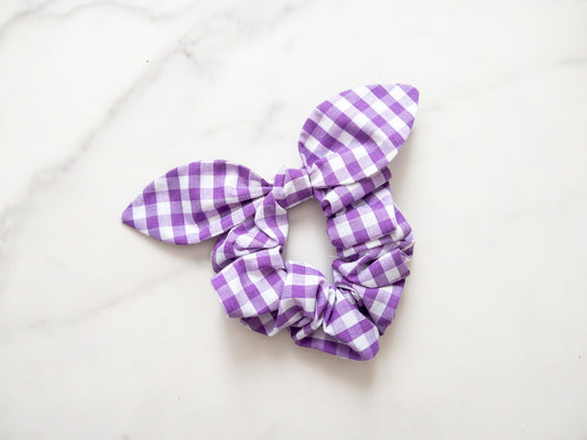 Purple Gingham Bow Scrunchie